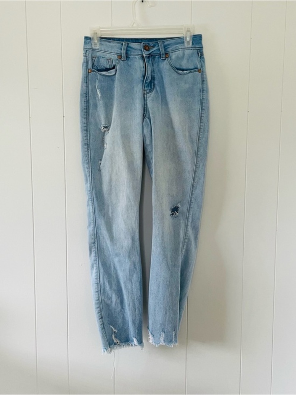 Sincerely Jules Light Blue Distressed Straight-Leg Jeans